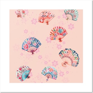 Japanese Folding Fan Pattern Posters and Art